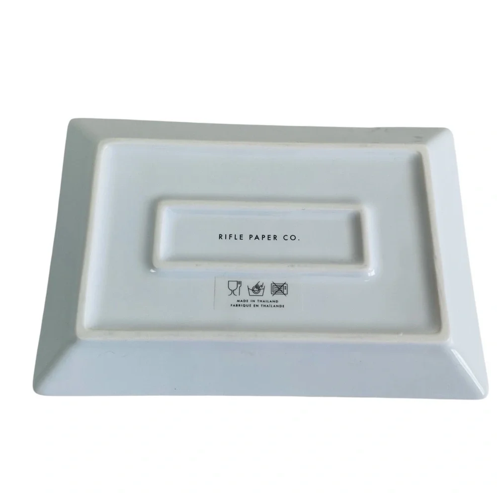 Riffle Paper Co. Poppy Botanical Catchall Tray W/Gold Trim